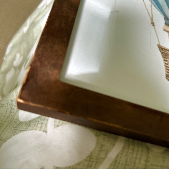 Vintage Rustic Wood Framed Blue Hot Air Balloon Wall Hanging Unique Decor Art - Picture 7 of 8